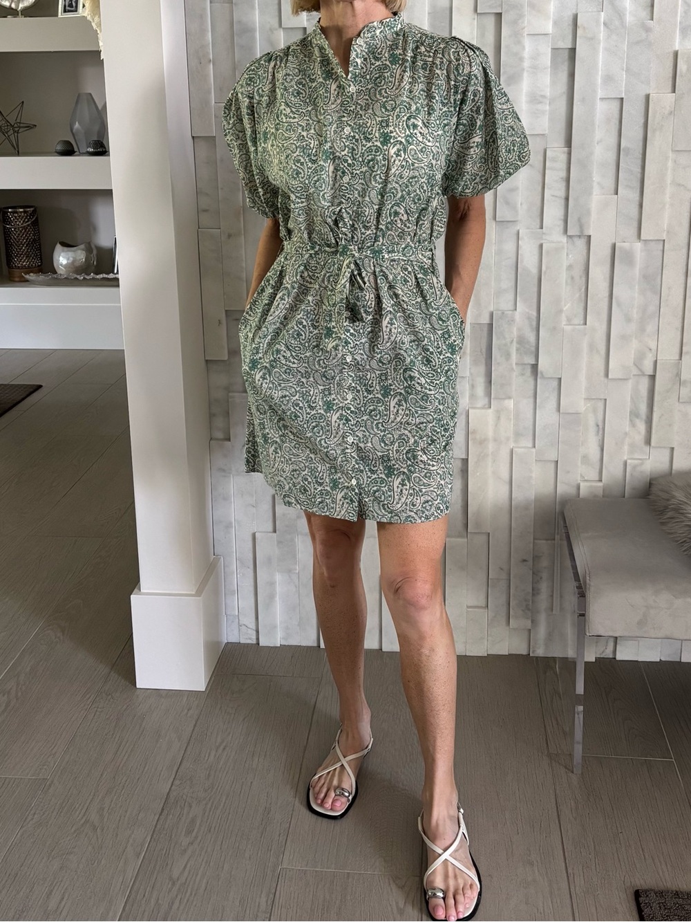 Vanessa Bruno Green Paisley tie belt Mini Dress